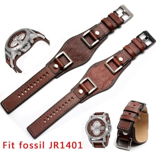 New design for fossil JR1401 JR1156 JR1157 24mm luxurious genuine leather strap tray gato watchband for men steel buckle belt