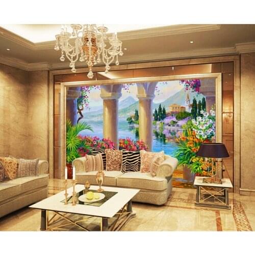 Custom garden wallpaper, the Mediterranean style garden painting for the living room bedroom TV background wall papel de parede