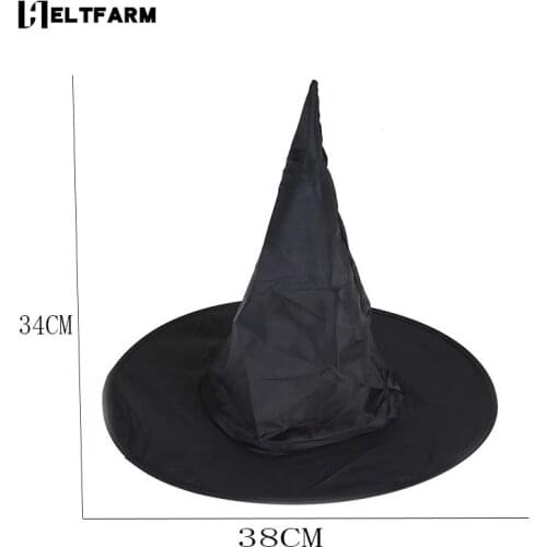 Adult Womens Black Witch Hat For Halloween Costume Accessory Peaked Cap