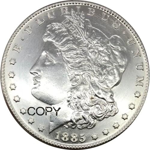 United States of America 1 One Dollar 1885 cc Morgan Dollar Cupronickel Silver Plated Copy Coins
