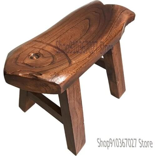 Old elm wooden stool household solid wood shoe changing stool small low stool wooden stool creative fish-shaped wooden stool