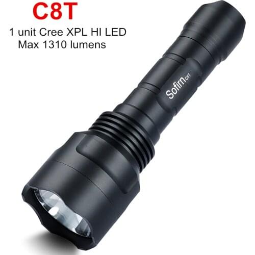 Sofirn C8T Tactical LED Flashlight 18650 Powerful Cree XPL HI High Power 1310lm Torch Lamp with 2 Groups Bike Light Camp hunt