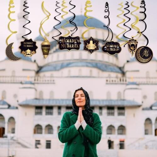 Traditional Ramadan Festival Party Wall PVC Hanging Swirls Eid-ul-fitr Muslim Party DIY Ceiling Hanging Spirls Party Decorations