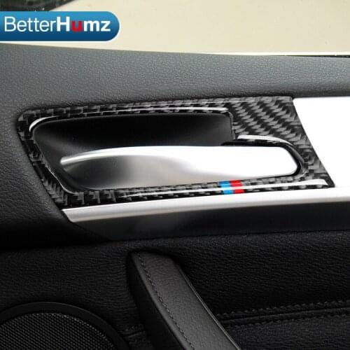 Carbon Fiber Car Interior Door Handle Cover Trim Door Bowl Stickers Decoration For BMW F70 F71 X5 X6 2008-2013 2014 Accessories