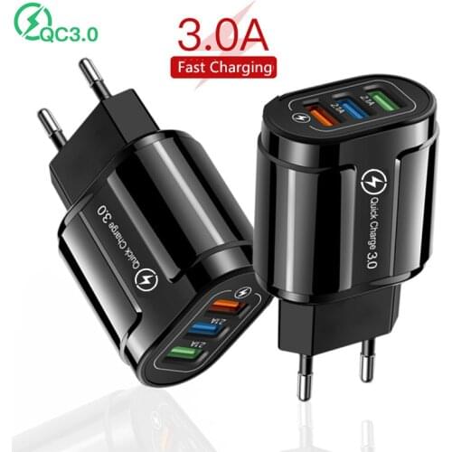 Universal Quick Charge 3.0 Wall USB Charger 18W Fast Charging Adapter For iPhone Samsung Phone Tablets EU US 3 Port USB Chargers