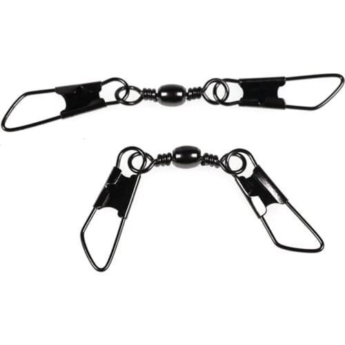 300pcs Wholesale Saltwater fishing Barrel Swivels With Double Safety Snaps Double A Shape Pin Fising Rigs Connector Accessories