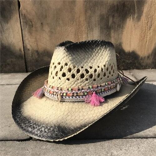 2019 New Women Tassel Hollow Western Cowboy Hat Elegant Lady Sombrero Hombre Hat Fascinator Sunbonnet Sun Hat