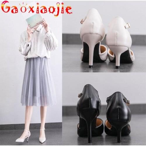 2021 Sexy Pointed End Elegant Prom Dress High-Heel Shoes Summer Fashion Lady Simple Solid Color Cover Heel Buckle Strap Sandals