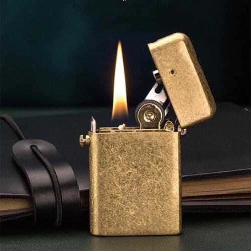 ZORRO Retro Brass Windproof Kerosene Lighter Creative Mechanical Automatic Ejection Gasoline Oil Lighter Smoking Lighter Gift
