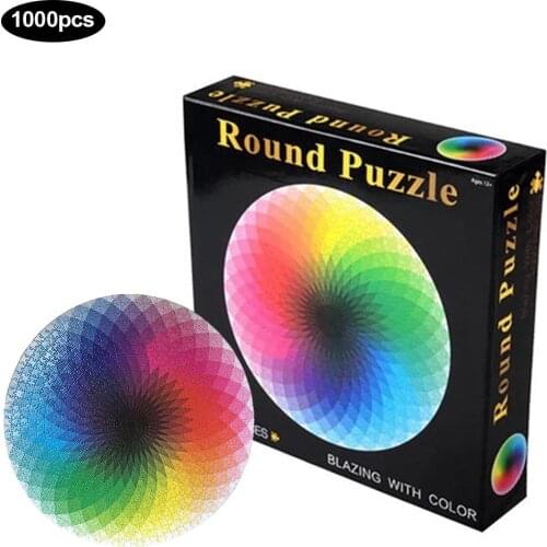 1000 pcs/set Colorful Rainbow Round Geometrical Photo Puzzle Adult Kids DIY Educational Reduce Stress Toy Jigsaw Puzzle Paper