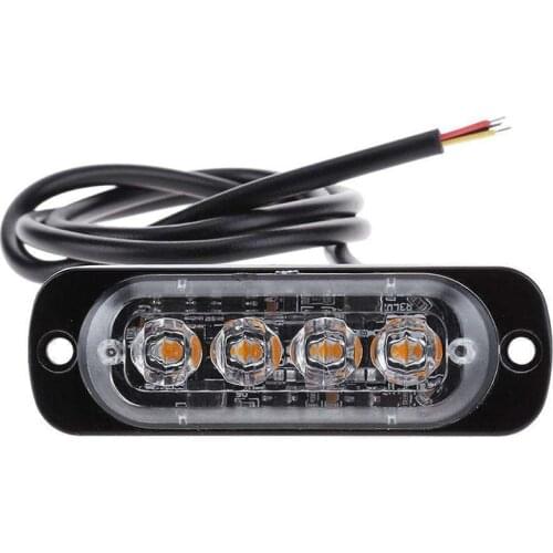 12-24V 12W 4-LED Super Bright Emergency Warning Light Waterproof Strobe Light Bar with 19 Different Flashing for Car Truck