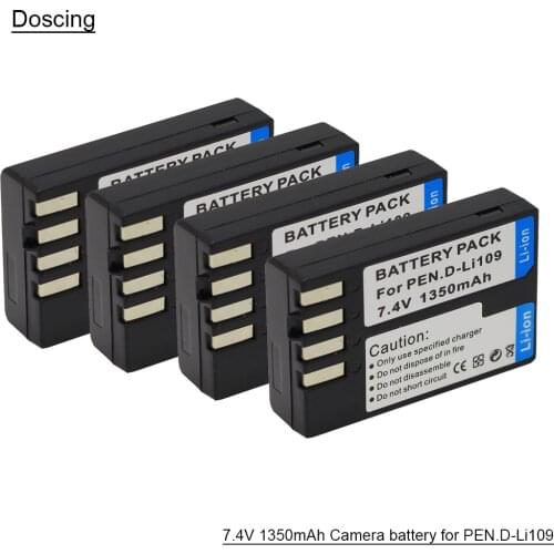 4Pcs Doscing 1350mAh akku DLI109 D-LI109 D LI109 Camera Battery For PENTAX K-R K-2 KR K2 KR K30 K50 K-30 K-50 K500 K-500 L10