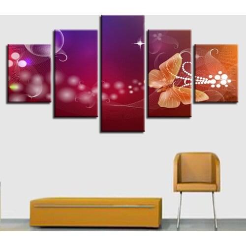 Abstract purple background with butter5pcs Modern Home Wall Decor CanvasPicture Art HD Print Painting On Canvas for Living Room
