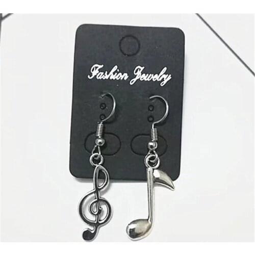 Handmade Antique Silver Color Music Notes Dangle Earrings Mixed Earrings, Mismatch Earrings, Music Jewelry