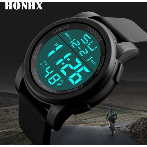 Watches Mens Fashion Waterproof Mens Boy LCD Digital Stopwatch Date Rubber Sport Wrist Watch Waterproof Relogio Clock reloj Q7