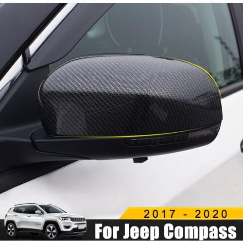 ABS Carbon Fiber Car Styling Rear View Side Mirror Cover Case Shell Trims Fit For Jeep Compass 2017 2018 2019 2020 Accessories