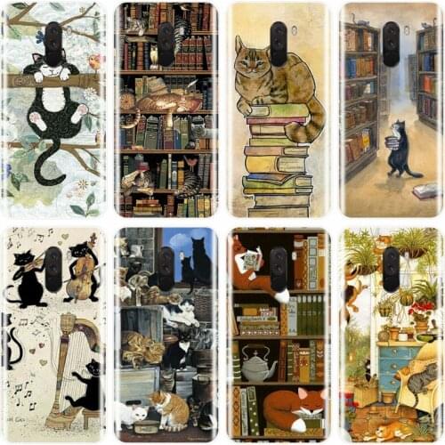 Cats and the library tree Cover Soft Silicone TPU Phone Case For redmi NOTE 4 5 6 7 NOTE 4X 5A 5 6 For redmi 4 4A 4X 5A 5 PLUS
