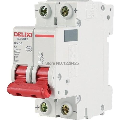 DELIXI DZ47SZ Mini DC Circuit Breaker DC 500V 2P Air Switch Photovoltaic Solar Battery MCB