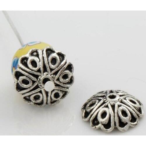 Tibetan Silver Alloy Heart Dots Bead Cap L1072 Jewelry Findings Components 300Pcs 12x12mm LZsilver