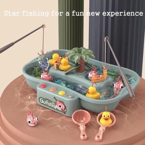 Child Water Toy Magnetic Fishing Music Electric Circulation Fishing Duck Fish Platform Water Play Table Game Toys for Kids Gifts