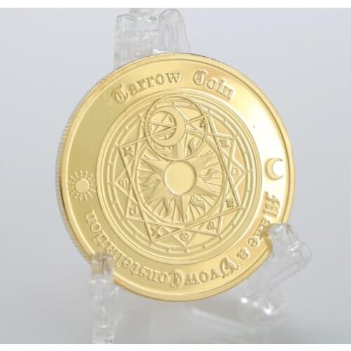 European and American Tarot Card Sun Moon Feng Shui Lucky Constellation Gold Plated Commemorative Coin Medal Crafts Collection
