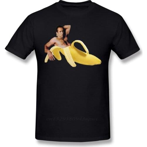 Mlg T Shirt Nicolas Cage In A Banana Original Yellow T-Shirt Short Sleeve Summer Tee Shirt Fun Graphic 100% Cotton Mens Tshirt