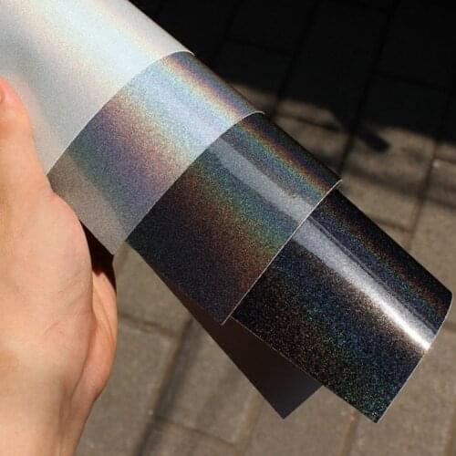 60cm/75cm X152cm Holographic Rainbow Laser Glitter Sticker Sheets Decals Glossy Vinyl Wrap Car Styling Wrapping Decal Films