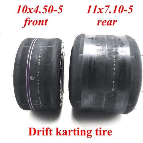 Drift Kart Vacuum Tire 10x4.50-5 11x7.10-5 Front and Rear Wheels Smooth Tubeless Racing Kart Drift Tyre