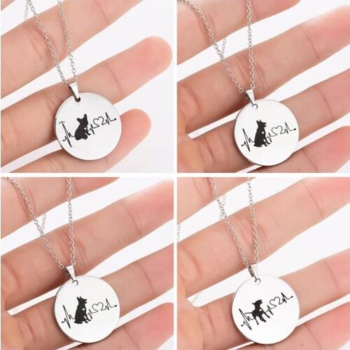 Hfarich German Shepherd Chihuahua Chain Choker Necklace Women Stainless Steel Dog Pendants Necklaces For Kids Christmas Gift