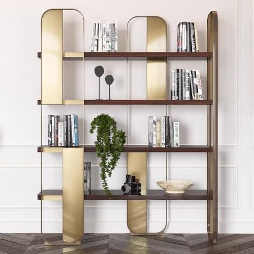 Stainless steel bookshelf Light luxury display rack Office living room shelf USU 304