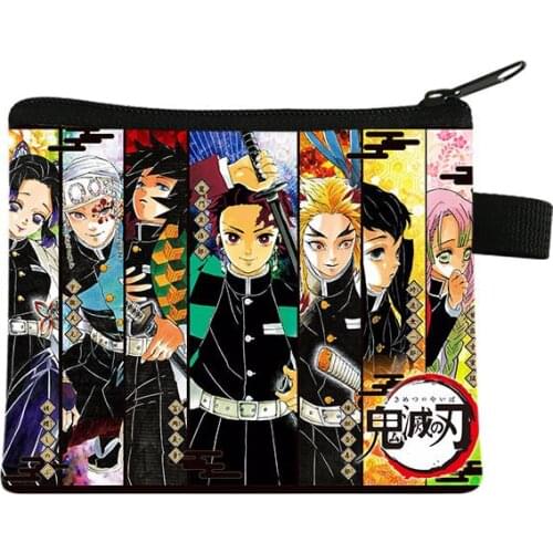 Anime Demon Slayer: Kimetsu no Yaiba Tanjirou Nezuko Zenitsu Coin Purse with zipper Printed Short Wallet Key Holder Card Bag