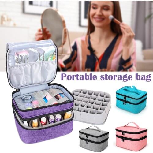 Cosmetic Essential Oil Bag Large Dual-layer Portable Nail Polish Bag Organizer Case Storage Box Makeup Organizer Pouch Travel