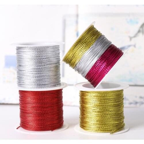 20M Gold Silver Red Color Gold Wire Glitter Thread Gift Wrapping String Strap Rope Line For Wedding DIY Garment Bracelet Making