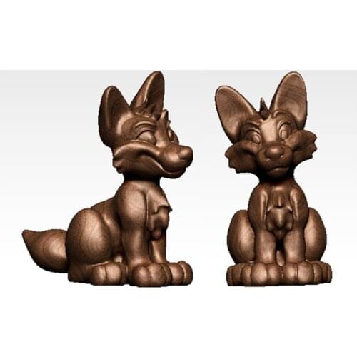 Cute animal foxes computer file 3D model for cnc or 3D printers in STL file format