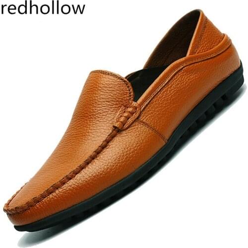 Men Casual Shoes Genuine Leather Flat Loafers 2019 Fashion Man Spring Summer Comfort Driving Shoes for Men Slip on Loafers