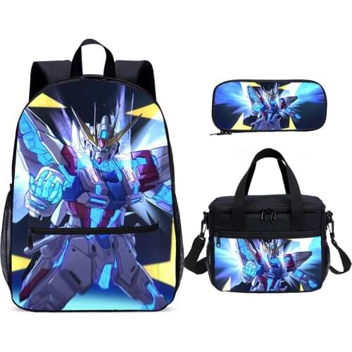 Anime Cartoon School Bags Set MOBILE SUIT GUNDAM School Student Backpacks Set Children Kid Travel Bag With Food Package