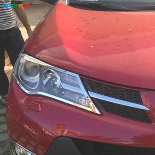 For Toyota RAV4 RAV 4 2013 2014 2015 ABS Chrome Head Light Lamp Cover Trim Front Headlight Frame Trims Car Styling Accessories