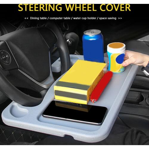 Table Multi-Functional Car Vehicle Steering Wheel Desk Tray Table Computer Desk Mount Stand Seat for Eating Laptop PC