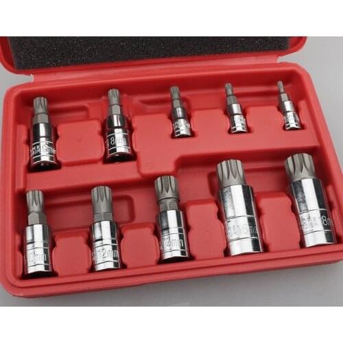 New 12 Point Sockets Set Kit Socket bit set Drive Attachment Supply 10pcs Spline Bit With holes Proof Sockets Tools Set