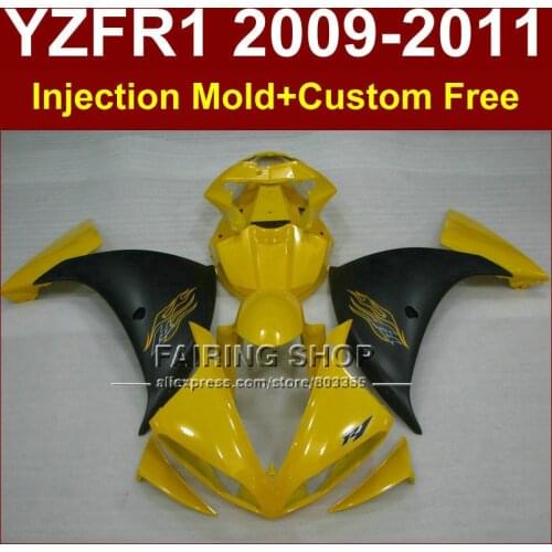 Injection mold motorcycle fairings for YAMAHA ABS YZF R1 09 10 11 12 yellow R1 body parts YZF1000 YZF R1 2009 2010 2011+7Gifts