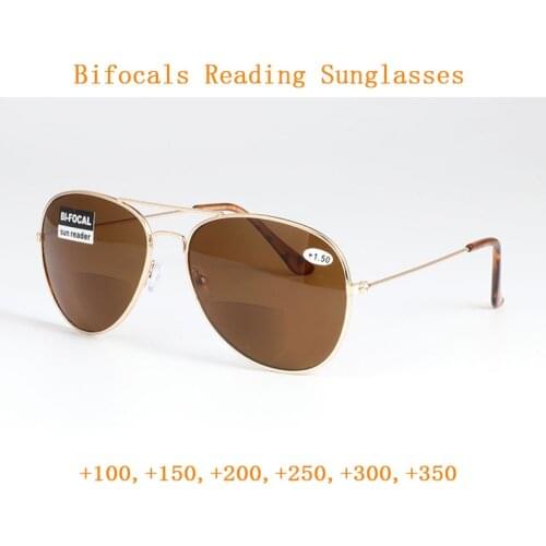 New 2020 Fashion Pilot Bifocals Sun Reading Glasses Women Men Look Near Far Presbyopia Sunglasses Hyperopia Spectacles +1.0~+3.5