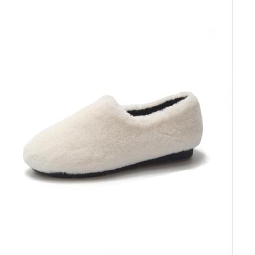 Autumn Winter Cotton-Padded Shoes Casual Shoes Womens Shoes Flat Velvet Fluffy Shoes Fashion Womens Shoes