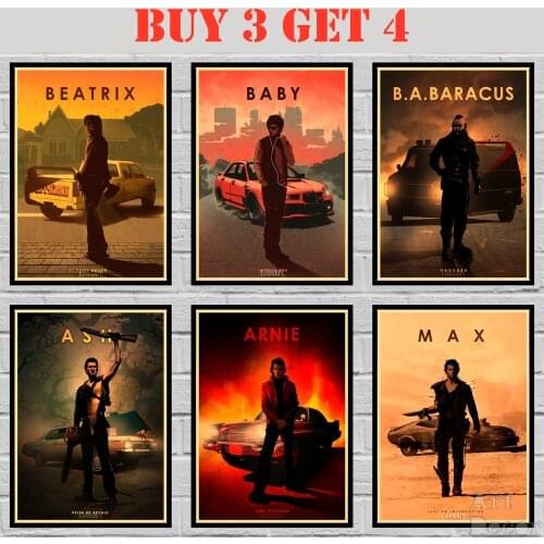 33 Designs Famous Movie Characters Car Legends Kraft paper Poster Funny Abstract Wall Sticker 1 42X30cm