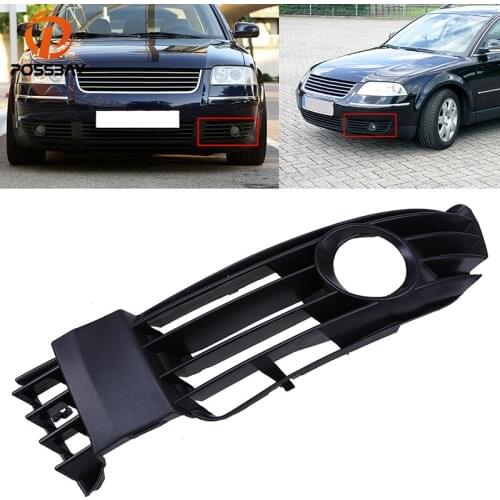 POSSBAY Left Side Car Front Lower Bumper Fog Lights Grill Grille Cover for VW Passat B5.5 Sedan/Variant 2001-2005 Facelift
