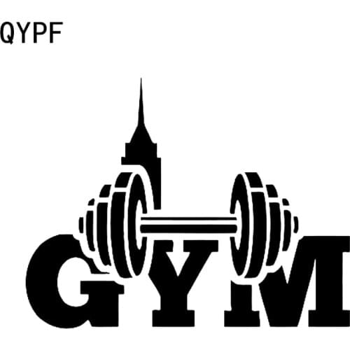 QYPF 14.6*11.3CM Unique Dumbbells Gym Sport Decor Car Styling Sticker Silhouette Vinyl C16-0897