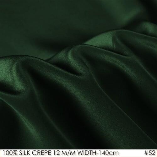 CISULI SILK CREPE DE CHINE 12 m/m Width-140 cm Natural Silk Fabric Organic Fabrics Dark Green 52