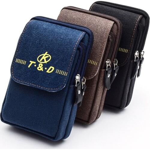 Men Canvas Mobile Cell Phone Case Bag Male Belt Waist Bag Hip Bum Fanny Pack Wallet Purse