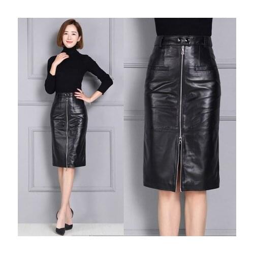 Top brand Skirt Wrap Sheepskin Hip Leather Over knee leather Skirt K117 high quality