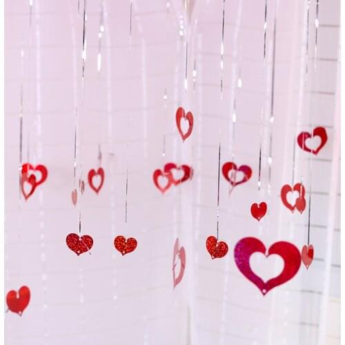 Wedding Party Supplies Peach Heart Balloon Rain Silk Curtain Laser Sequins Pendant 100pcs Proposal Decoration