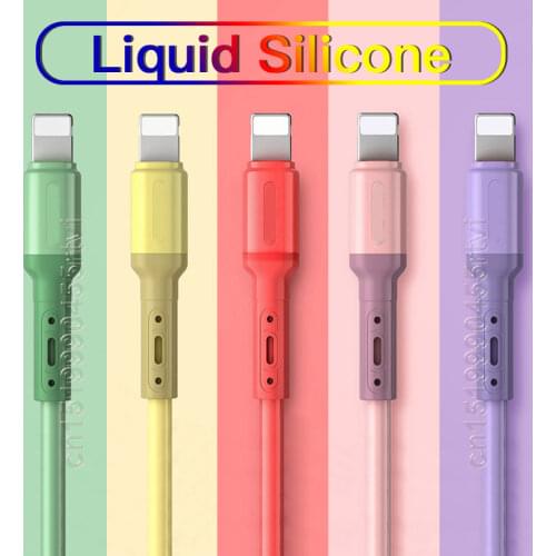 USB Cable For iPhone 12 11 Pro Max X XR XS 8 7 6 6s 5 5s Fast Data Charging Charger USB Wire Cord Liquid Silicone Cable 1/1.5/2M